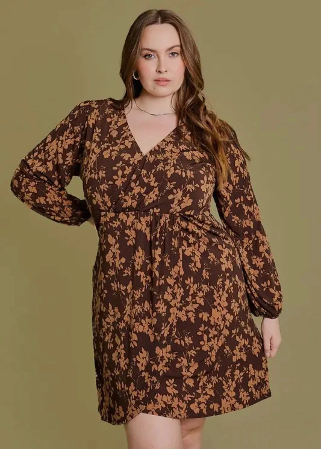 Plus Size Wrap Floral Mini Dress