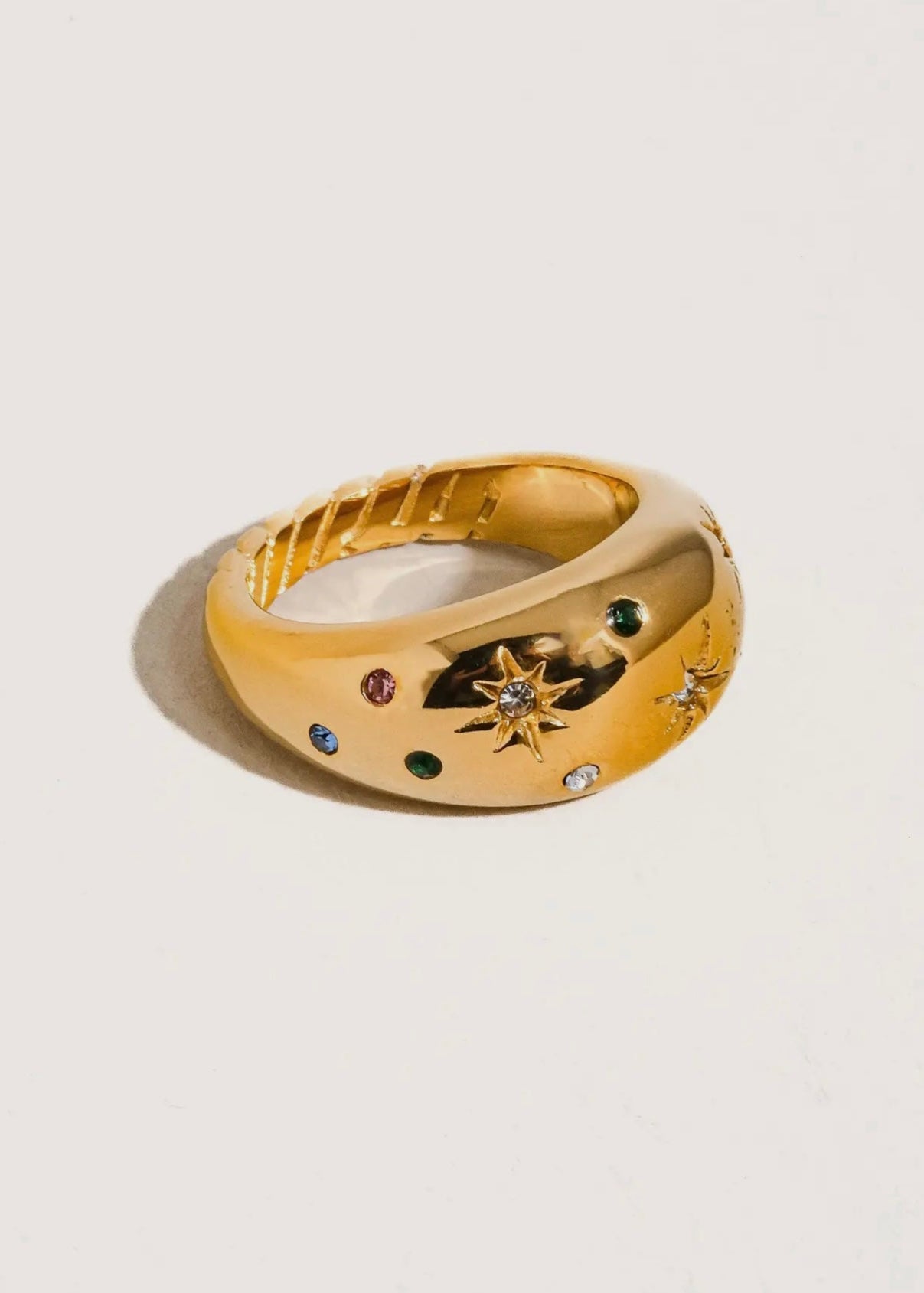 Angela 18K Gold Non-Tarnish Star Dome Ring