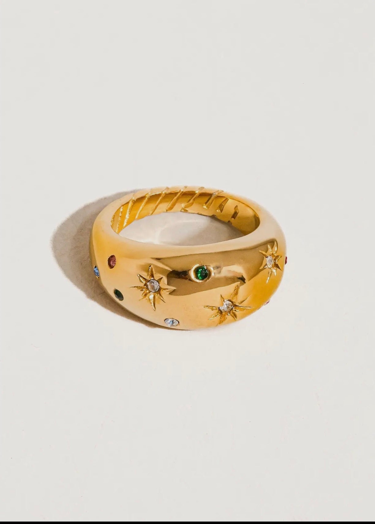 Angela 18K Gold Non-Tarnish Star Dome Ring