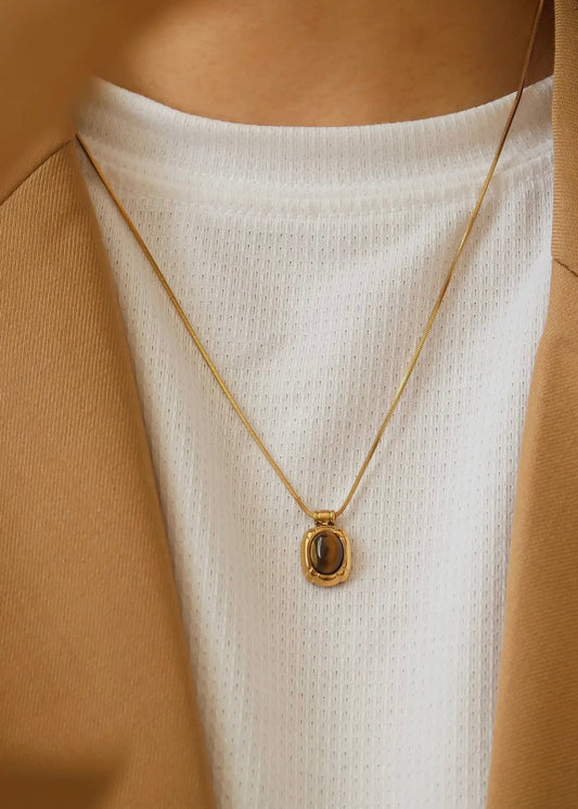 Dax 18K Gold Non-Tarnish Natural Stone Necklace