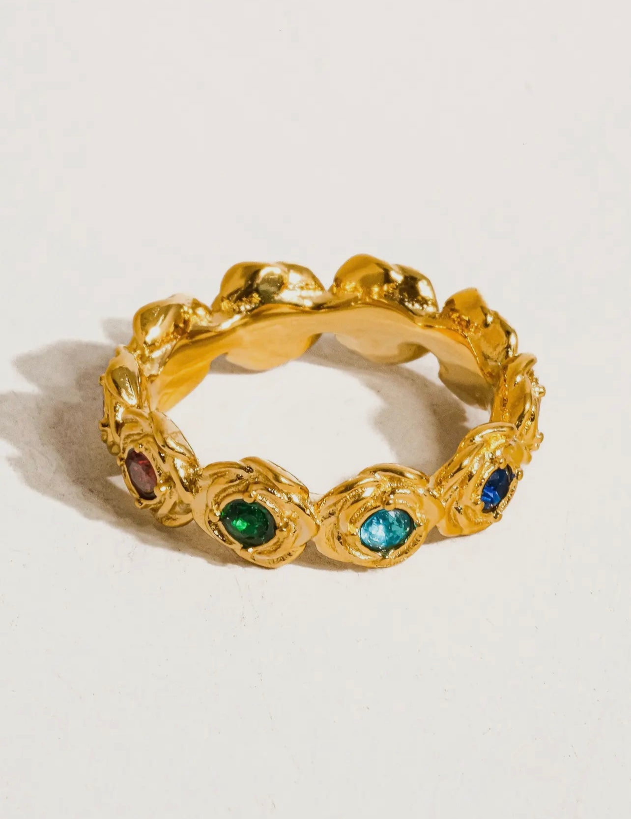 Frances 18K Gold Non-Tarnish Multi Stone Vintage Ring