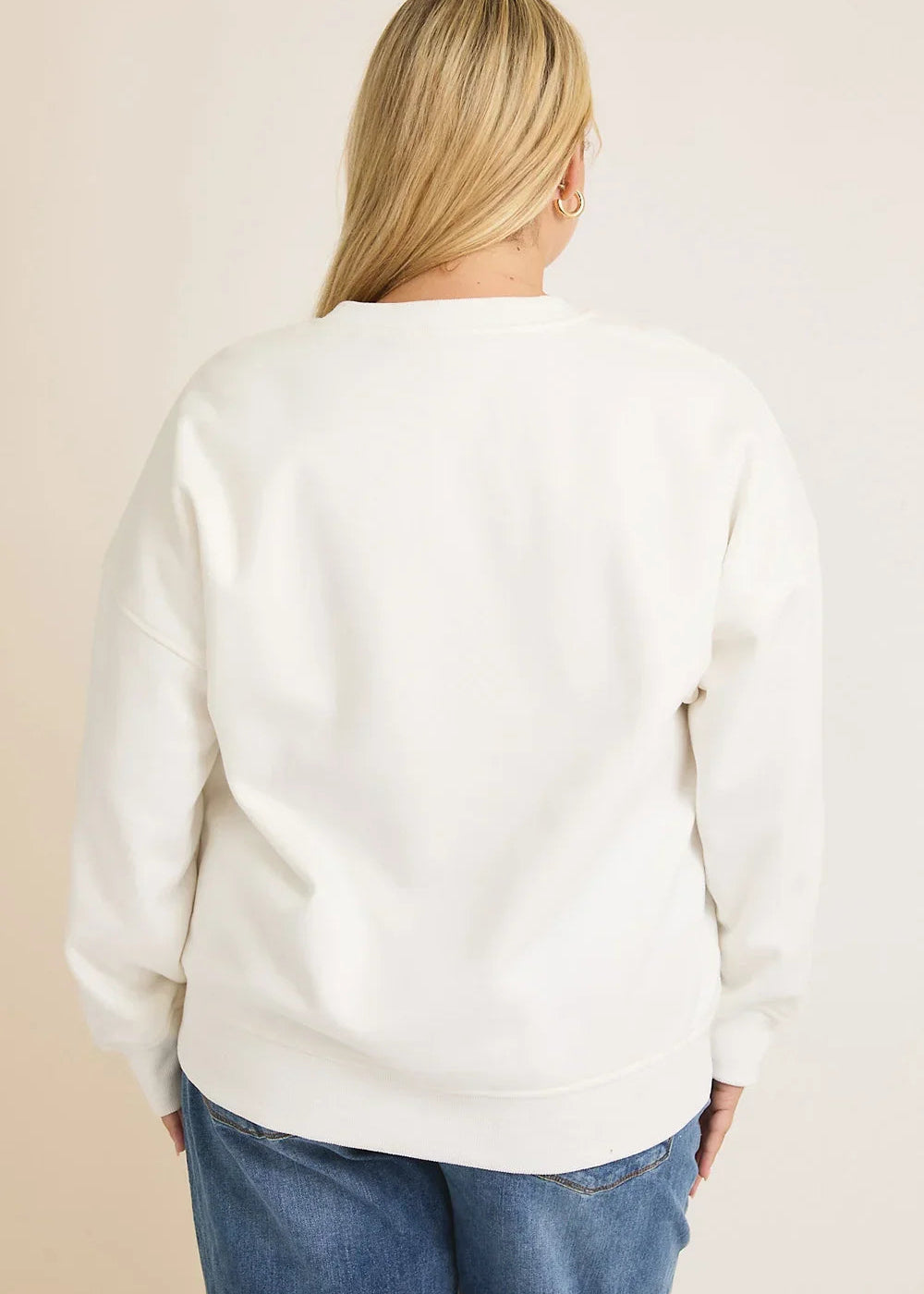 Plus Size Cream "Champagne Health Wellness Club" Graphic Long Sleeve Sweatshirt