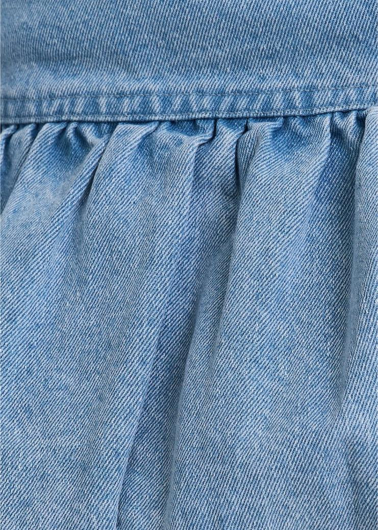 Puff Hem Denim Mini Skirt