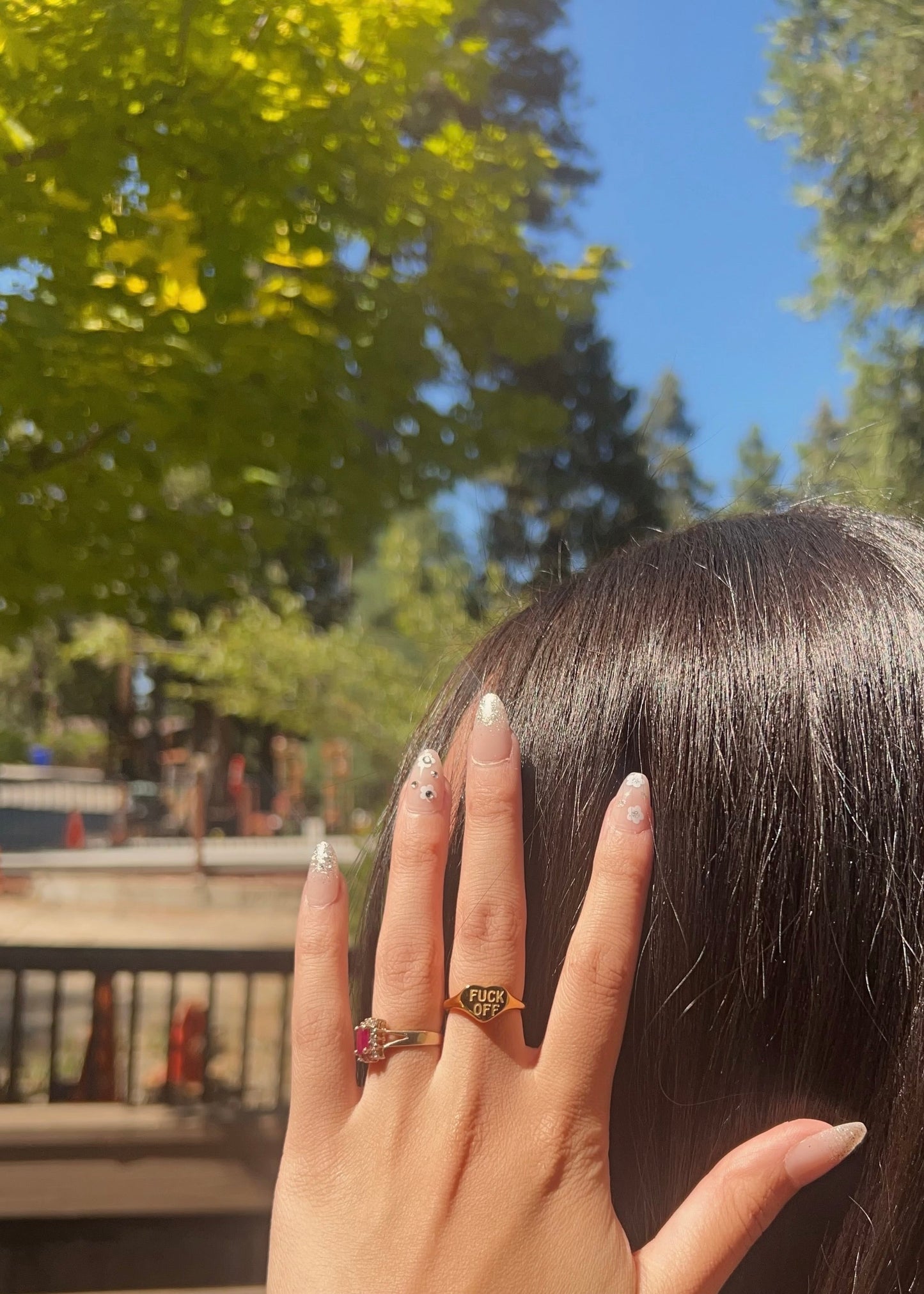 "Fuck Off" Heart-Shaped 18K Gold Plated Stainless Steel Ring