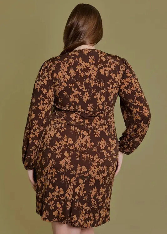 Plus Size Wrap Floral Mini Dress