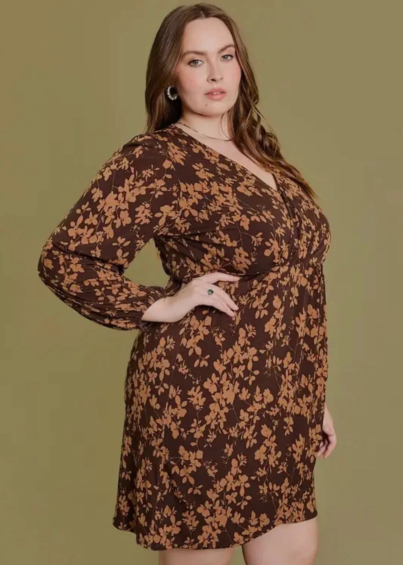 Plus Size Wrap Floral Mini Dress