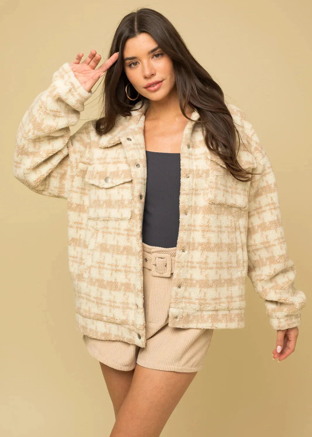 Cozy Plaid Houndstooth Shacket