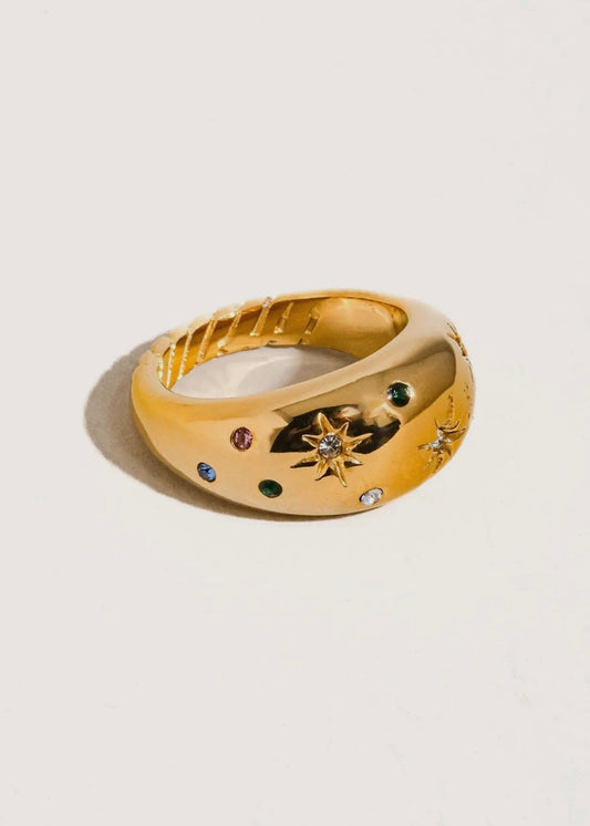 Angela 18K Gold Non-Tarnish Star Dome Ring