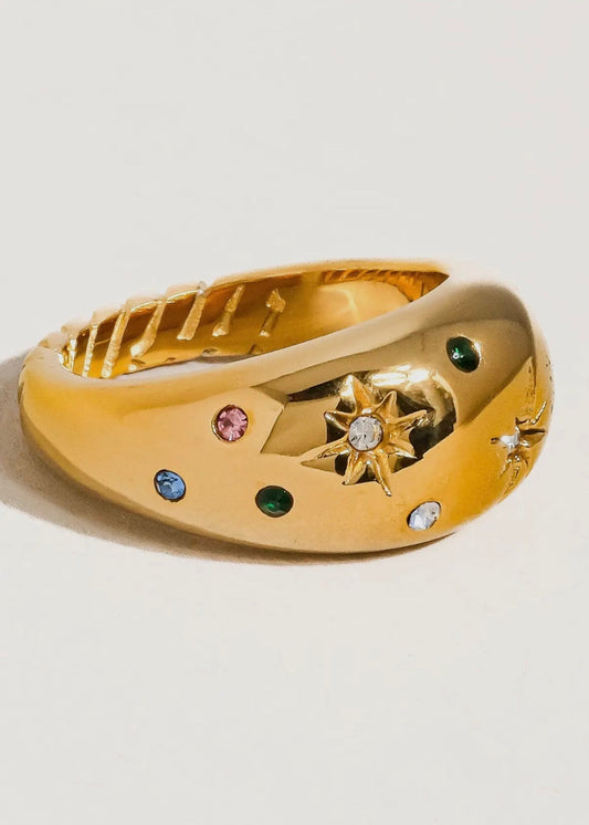 Angela 18K Gold Non-Tarnish Star Dome Ring