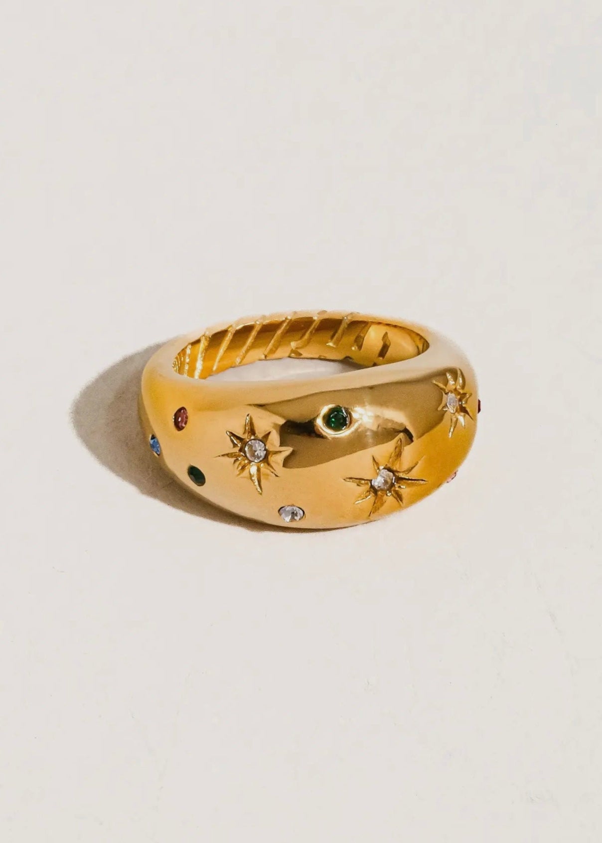 Angela 18K Gold Non-Tarnish Star Dome Ring