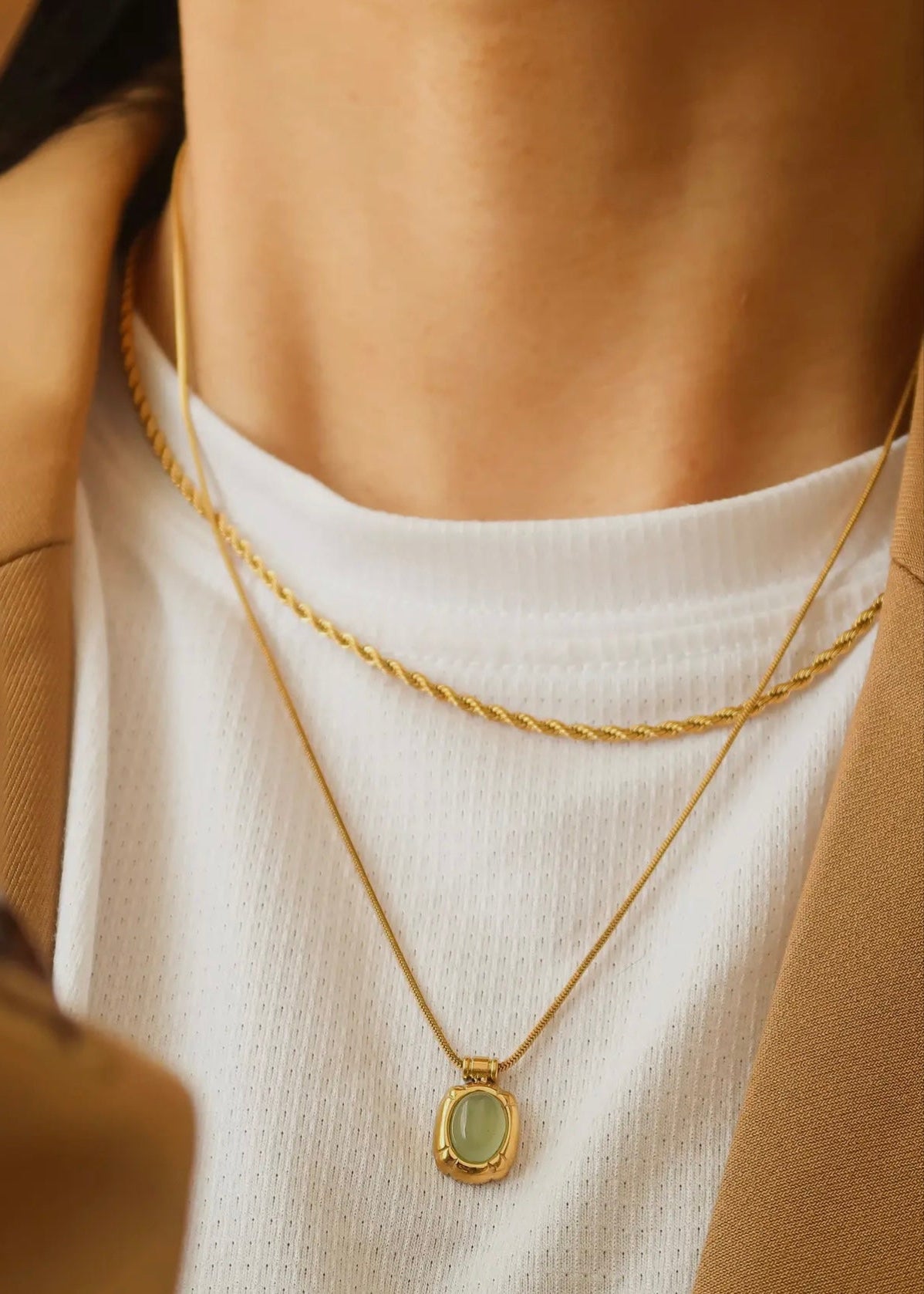 Dax 18K Gold Non-Tarnish Natural Stone Necklace